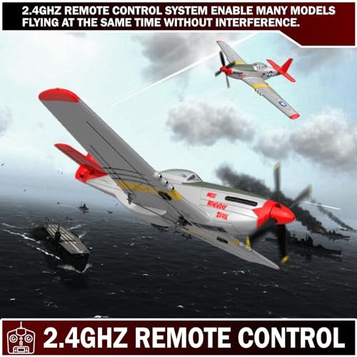 LEAMBE طائرة LEAMBE 4 قناة RC، جاهزة للطيران، طائرة أكروباتية، سهلة التحكم للمبتدئين، طائرة P51 موستانج RC أفضل هدية للأولاد والبالغين - Image 4