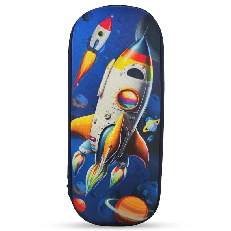 كوكوبي Cocobee Spaceship Pencil Case With Internal Mesh Pocket, Sturdy Build, Zipper Closure – Boys, 3+ Years, Multicolor