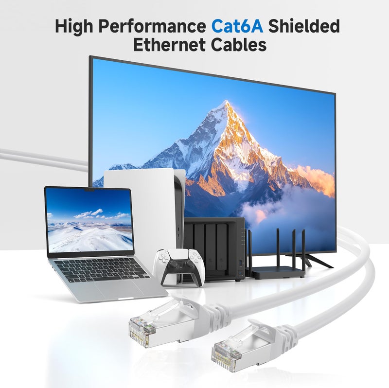 Cable Matters 10Gbps Snagless Shielded Cat 6A Ethernet Cable - 50ft, Cat 6A Cable, Cat6A Cord, Ethernet Cord, White - Image 2