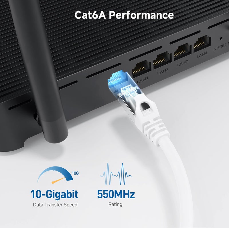 Cable Matters 10Gbps Snagless Shielded Cat 6A Ethernet Cable - 50ft, Cat 6A Cable, Cat6A Cord, Ethernet Cord, White - Image 3