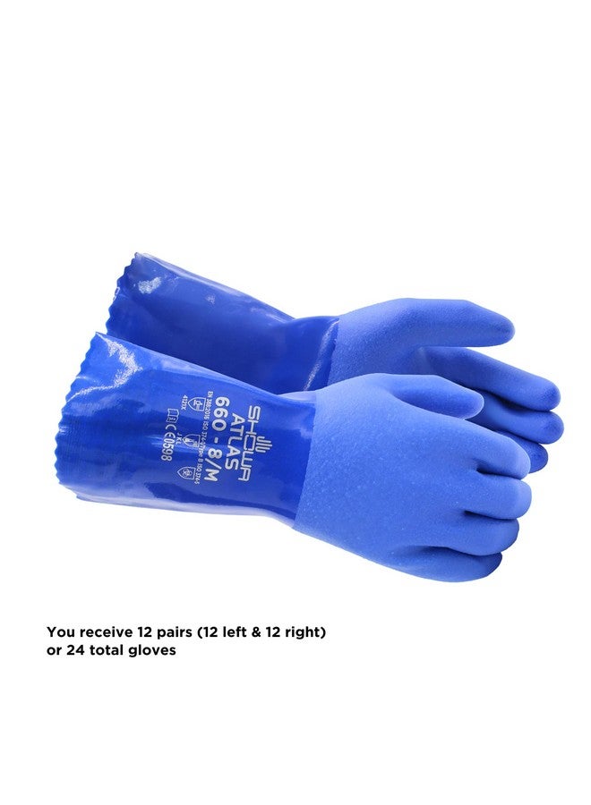 SHOWA SHOWA Atlas 660 Triple-Dipped PVC Coated Chemical Resistant Safety Glove with Cotton Liner, 12" Length, Large (12 Pair)  - Image 3