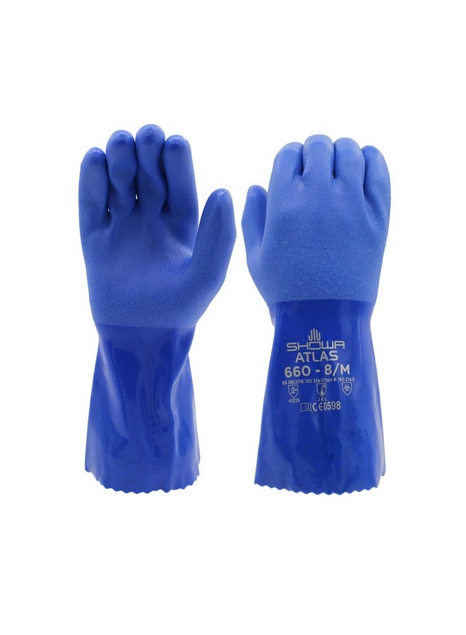 SHOWA SHOWA Atlas 660 Triple-Dipped PVC Coated Chemical Resistant Safety Glove with Cotton Liner, 12" Length, Large (12 Pair)  - Image 1