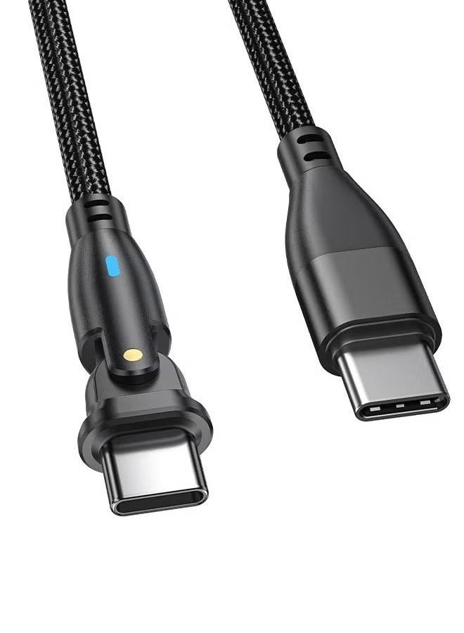 Coconut USB C to USB C Fast Charging Cable 60W 2 Meters with USB A Adapter, 20V/3A 180° Rotating Fast Charge Cable, Nylon Braided Fast Charging Cord Type C Compatible with MacBook Pro Air, iPad Pro, Samsung - Image 3