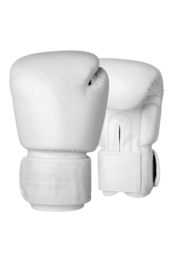 سنابول قفازات ملاكمة سنابول باتل فوردج للرجال والنساء، قفازات كيك بوكسينج إم إم إيه ومواي تاي وتدريب على الأكياس الثقيلة واللكم والسجال، لون أبيض - Image 1