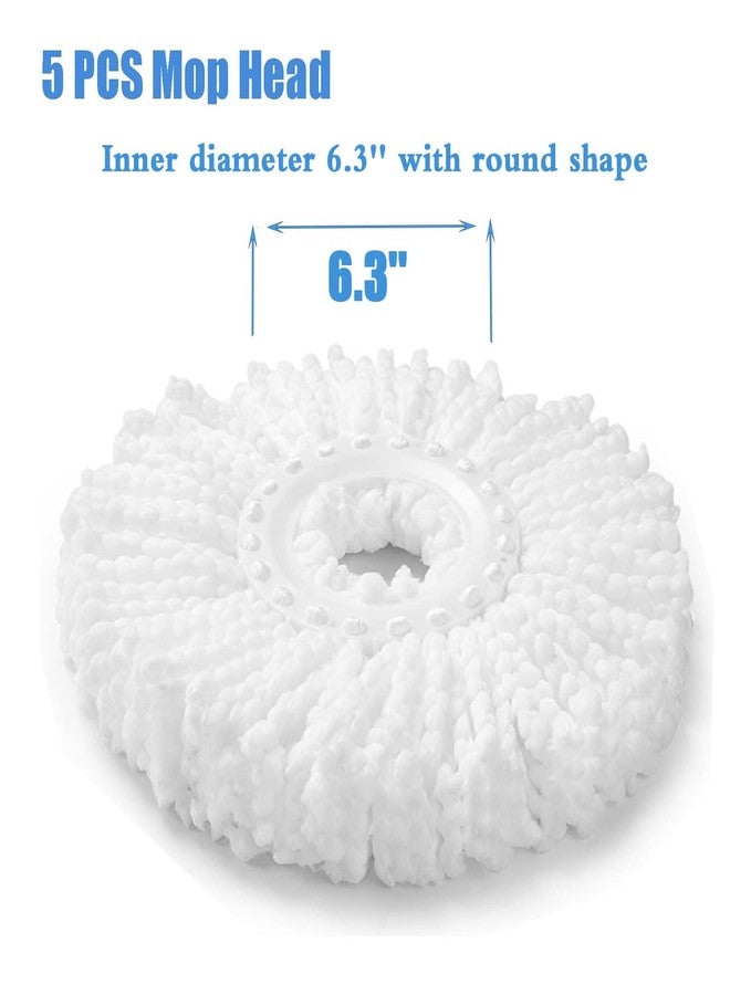 YWSHF 5 PCS Microfiber Replacement Mop Head Spin Mop Head Replacement 5-Pack, Microfiber Refill Heads Universal for 360 Spin Magic Mopping, Round Shape Standard Size White - Image 4