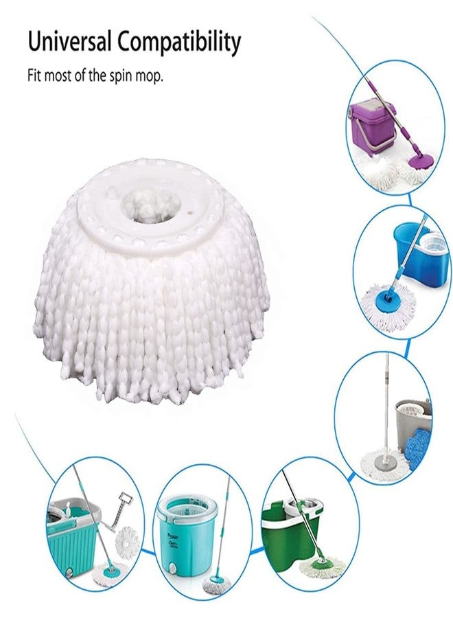 YWSHF 5 PCS Microfiber Replacement Mop Head Spin Mop Head Replacement 5-Pack, Microfiber Refill Heads Universal for 360 Spin Magic Mopping, Round Shape Standard Size White - Image 3