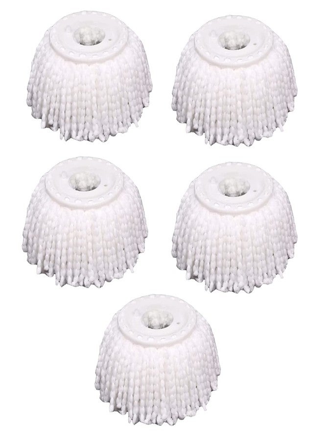 YWSHF 5 PCS Microfiber Replacement Mop Head Spin Mop Head Replacement 5-Pack, Microfiber Refill Heads Universal for 360 Spin Magic Mopping, Round Shape Standard Size White - Image 1