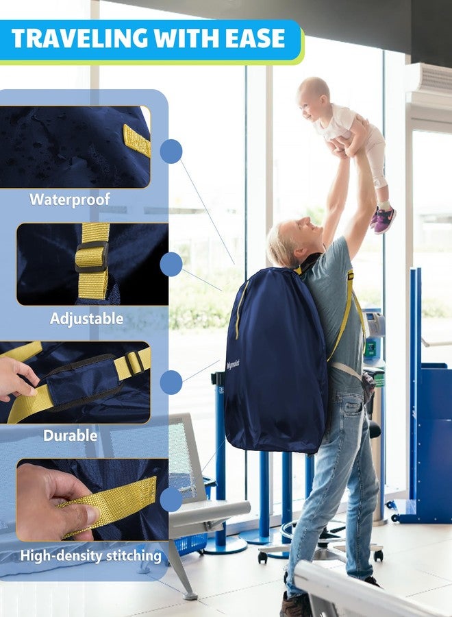 wymulot Large Stroller Bag for Airplane, Waterproof Stroller Travel Bag, Gate Check Stroller Bag for Single/Double Stroller Travel Bag with Handle and Drawstring Closure Stroller Cover (Blue) - Image 3