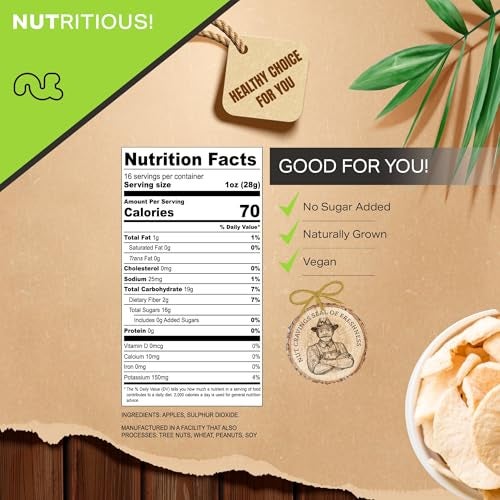 NUT CRAVINGS - Dried Apple Rings Slices, No Sugar Added - Chewy Soft Texture (16oz, 1 LB) Bulk Dry Fruits Packed Fresh in Resealable Bag - Sweet Healthy Snack, Naturally Grown, Vegan, Kosher - Image 3