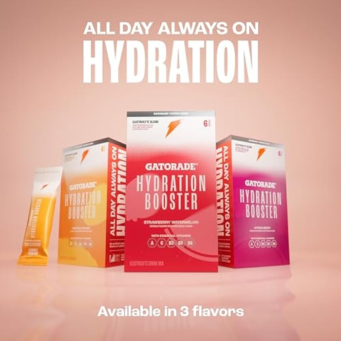 Gatorade Hydration Booster Electrolyte Drink Mix Powder Packets, Strawberry Watermelon, Advanced Electrolyte Blend, No Added Colors, No Artificial Sweeteners, Essential Vitamins A, C, B3, B5, B6, Makes 20 Fl Oz (6 Pack) - Image 5