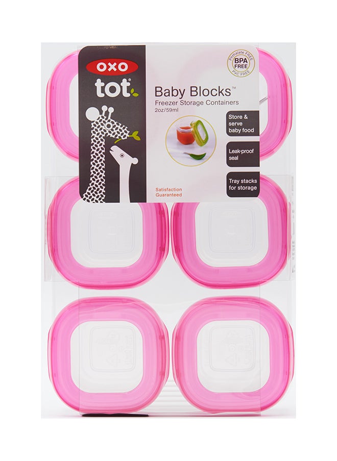 OXO TOT - Baby Blocks Freezer Storage Containers (2Oz) - Pink - Image 1