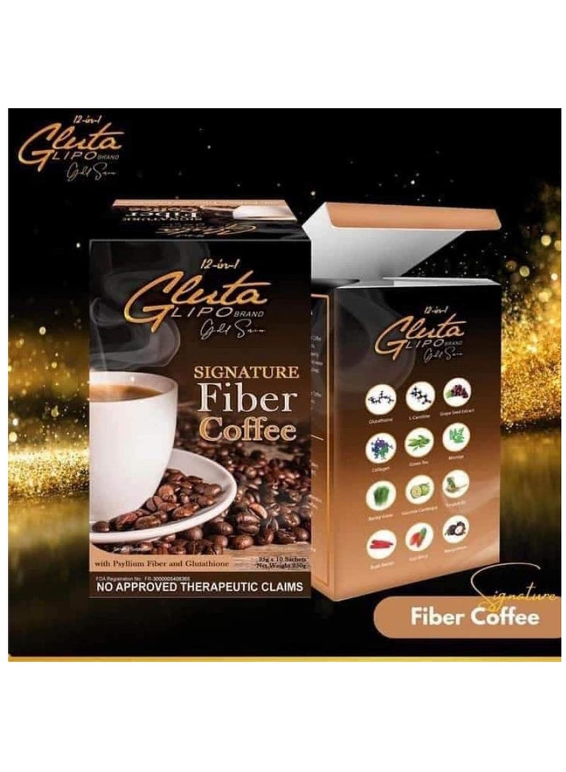 Gluta 12 in 1 Gluta Lipo Gold Series Signature Fiber Coffee - 10 Sachets - Image 4
