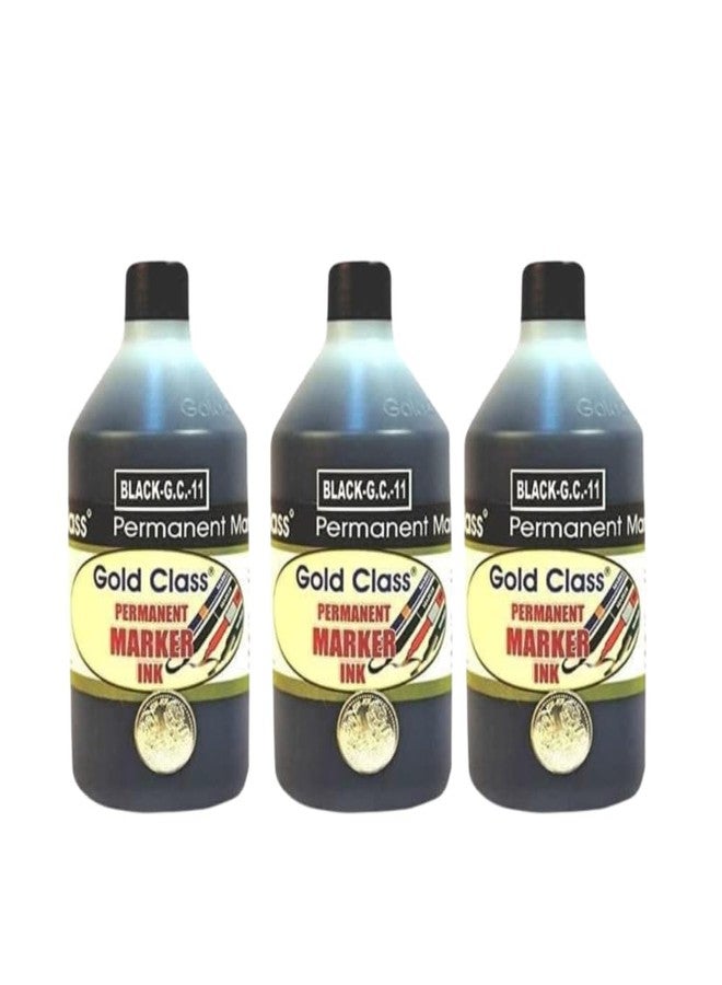Gold Class Permanent Marker Ink, 500ML | Easily refillable | Suitable for Permanent Markers with Multiple Surfaces | Office & School Stationery (Pack of 3 (Black)) - Image 2