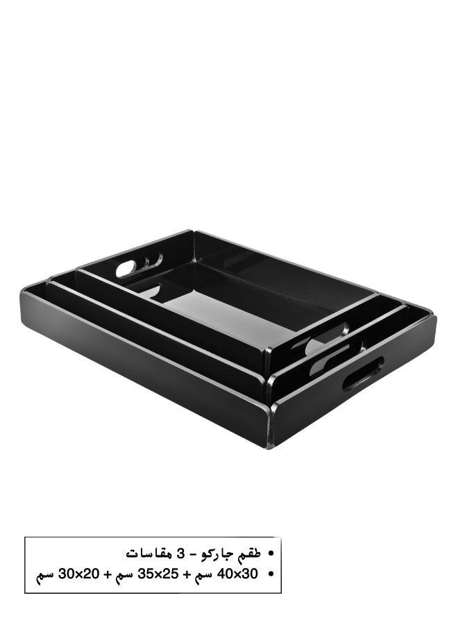 Garkoo – Premium Acrylic Serving Tray Set (3-Piece) – Sizes 20×30 cm + 25×35 cm + 30×40 cm (6mm thick) – Durable Seamless Design with Handles – Side Opening – Ideal for Hotels, Restaurants, and Room Service - Image 4