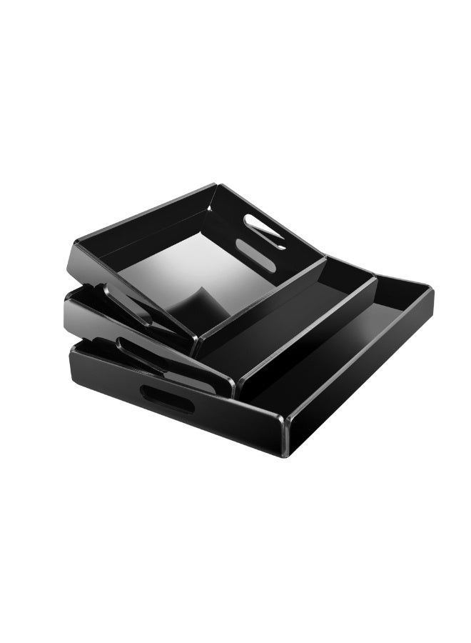 Garkoo – Premium Acrylic Serving Tray Set (3-Piece) – Sizes 20×30 cm + 25×35 cm + 30×40 cm (6mm thick) – Durable Seamless Design with Handles – Side Opening – Ideal for Hotels, Restaurants, and Room Service - Image 3