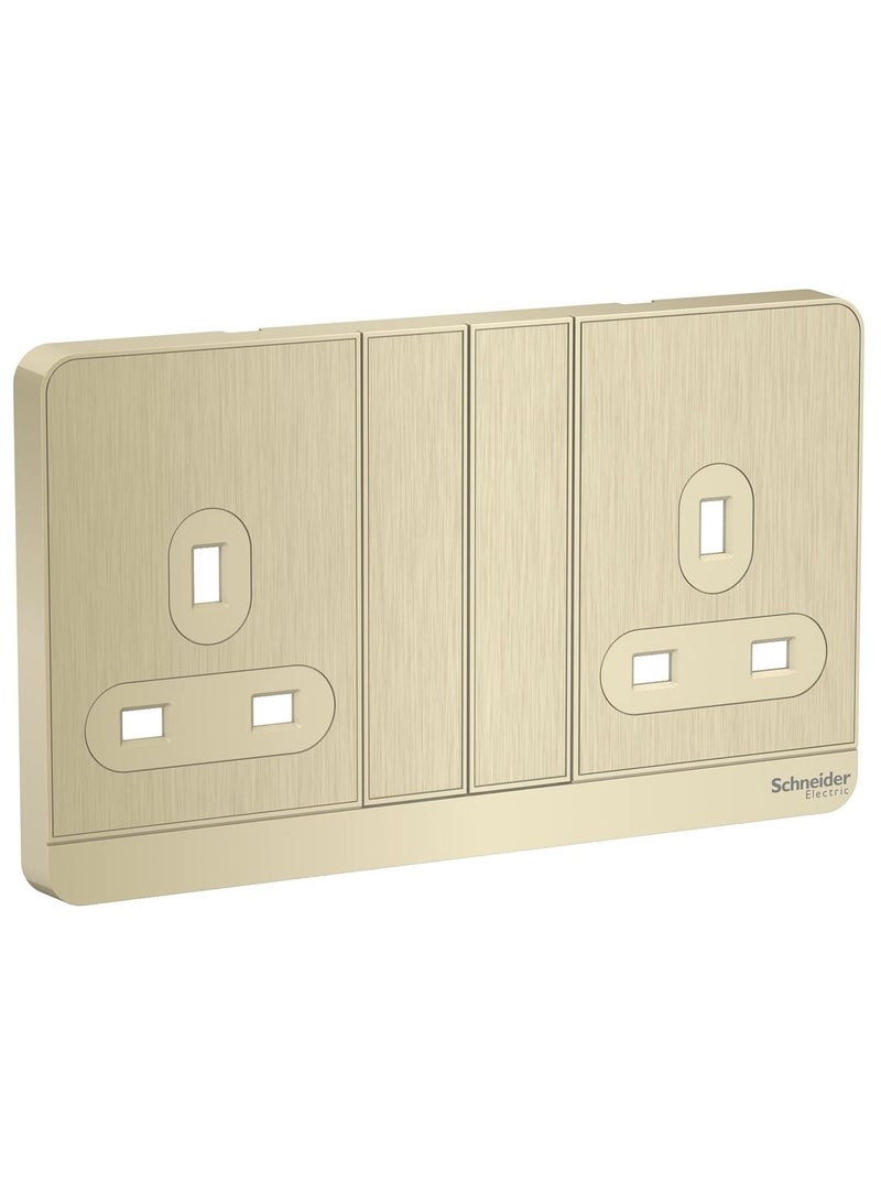 Schneider Electric AvatarOn E83T25_GH_G12, 2 switched socket, 3P, 13 A, 250 V, Metal Gold Hairline