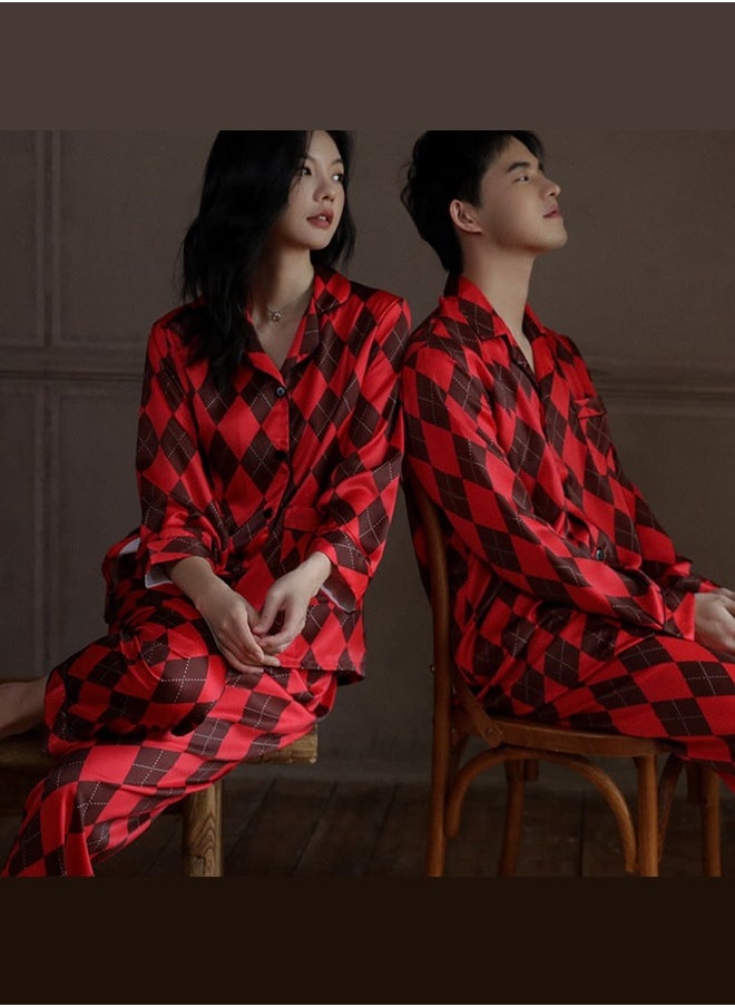 MARGOUN Plaid Pajamas Set Polyster Women Men Long Sleeve and Pants with Pockets Sleepwear Loungewear MG11  - Image 4