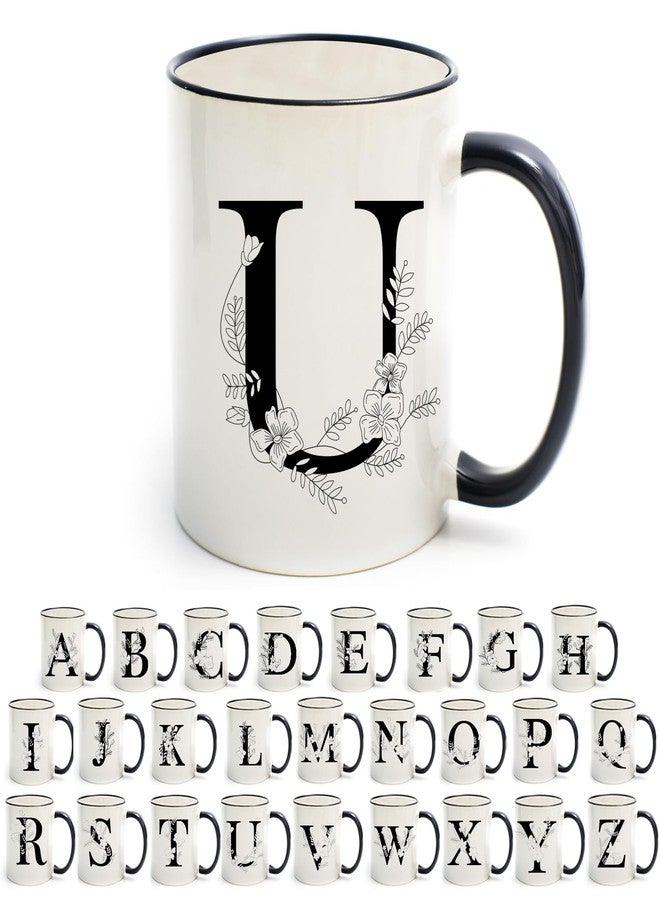 DHQH Monogram Ceramic Coffee Mugs, 11 oz Initial Drinking Cup with Gift Box, Unique Birthday Christmas Gifts for Women Wife Mothers Day Grandma Mom Aunt, U - Image 4