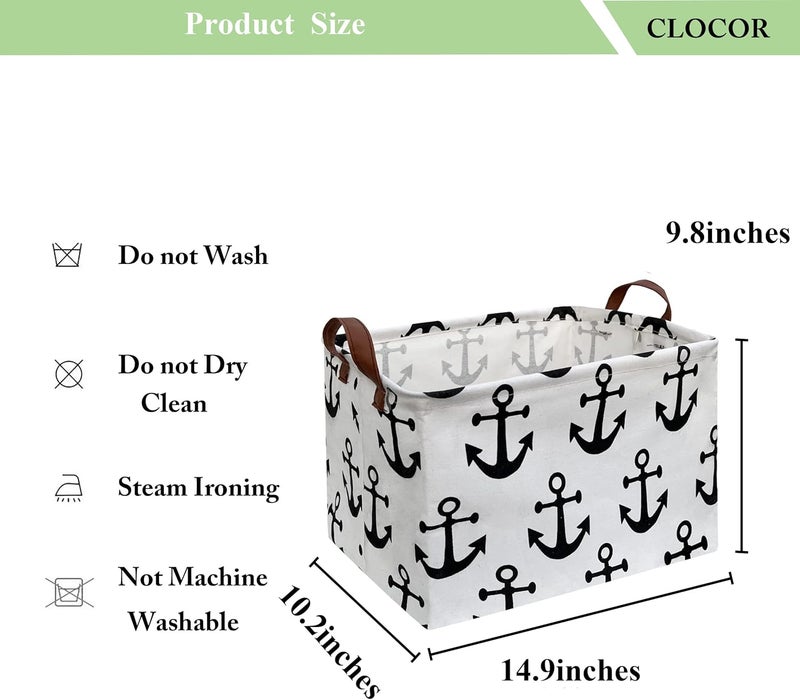 CLOCOR Rectangular Storage Basket,Collapsible Cute Pattern Storage Bin,Waterproof Coating Storage Box with Handles ,Gift Baskets, Shelf Basket (Anchor) - Image 4