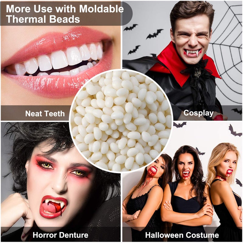 Nuanchu 100g Bead Teeth Tooth Solid Gel Replacement Moldable Thermal Fitting Bead Teeth Pellet Fake Teeth Filler for Missing Broken Tooth Halloween Scary Themed Party Makeup - Image 4
