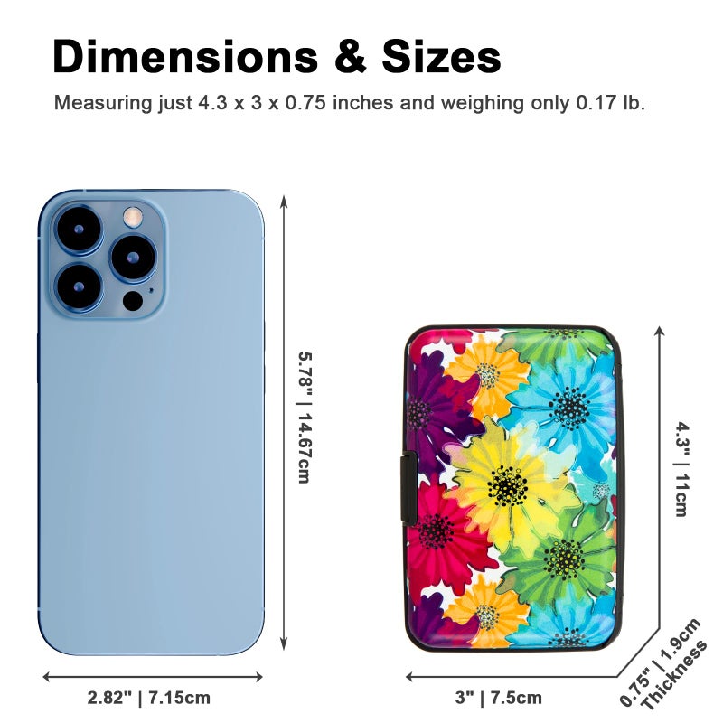 Kaabao Credit Card Holder, Metal Card Wallet RFID Blocking Mini Slim Aluminum Business Hard Card Case for Women Men (Motley Floral) - Image 5