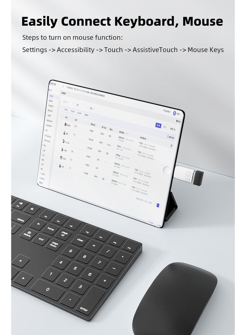محولين من Lightning إلى USB C – محول OTG من USB C / USB 3.0 أنثى إلى Lightning ذكر لـ iPhone / iPad – يدعم قارئ البطاقات، USB، لوحة المفاتيح، الفأرة - Image 5