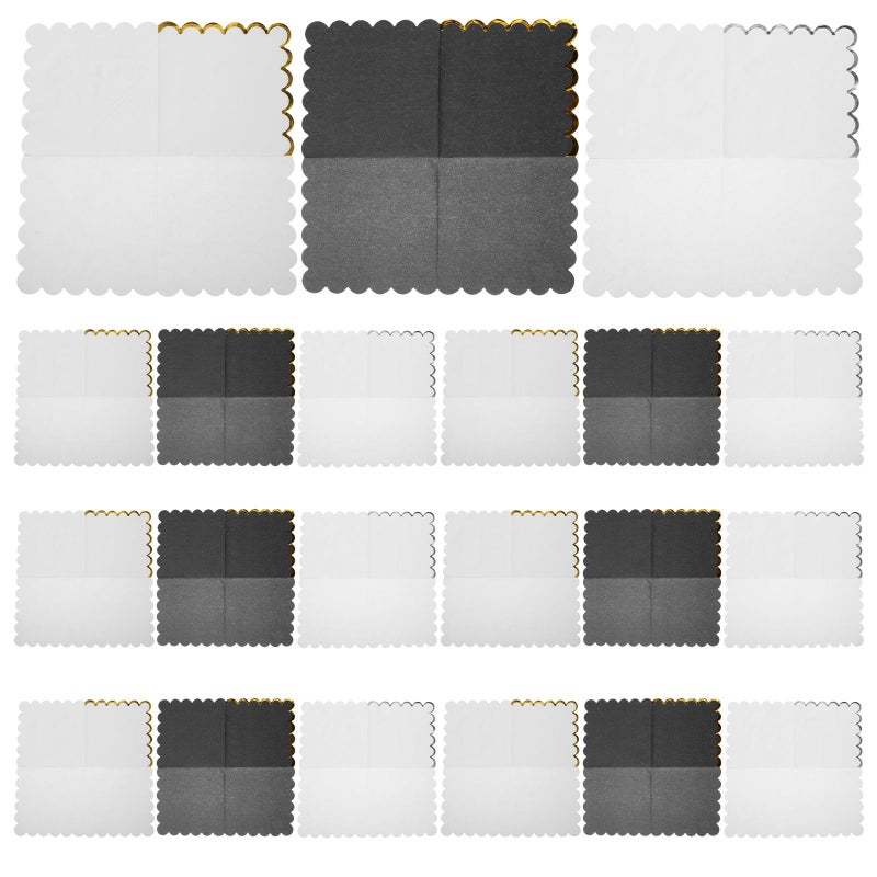 Monochrome Party Napkins 25x25cm Disposable with Gold Silver Foil Edges for Birthday Wedding - Image 2
