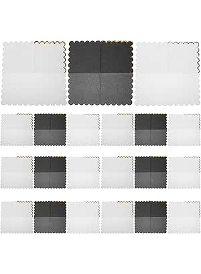 Monochrome Party Napkins 25x25cm Disposable with Gold Silver Foil Edges for Birthday Wedding - Image 1