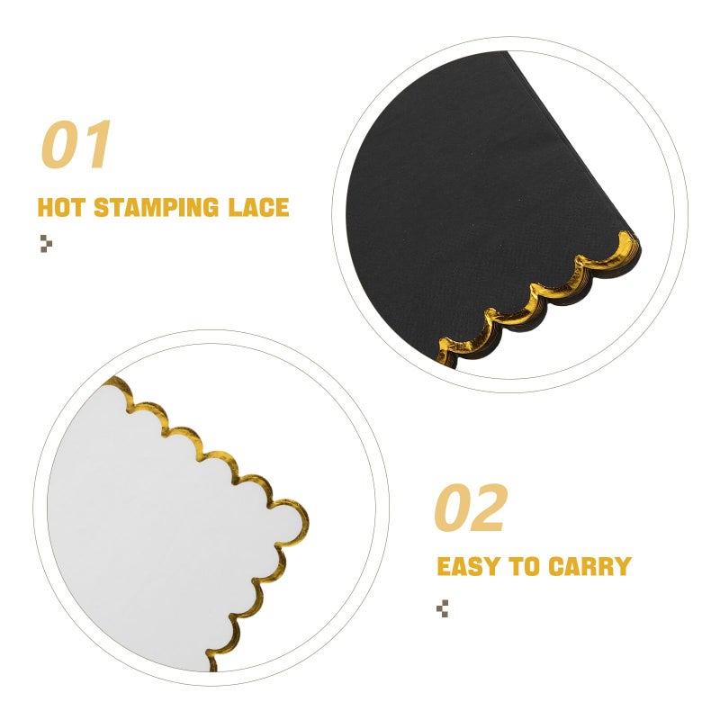 Monochrome Party Napkins 25x25cm Disposable with Gold Silver Foil Edges for Birthday Wedding - Image 4