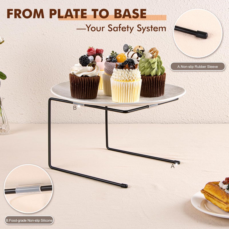 Puersi 4 Pcs Pizza Stand Holder With Non-Slip Pads  Black Metal Pizza Pan Display Stands  Food Platter Riser Serving Tray For Party Wedding - Image 3