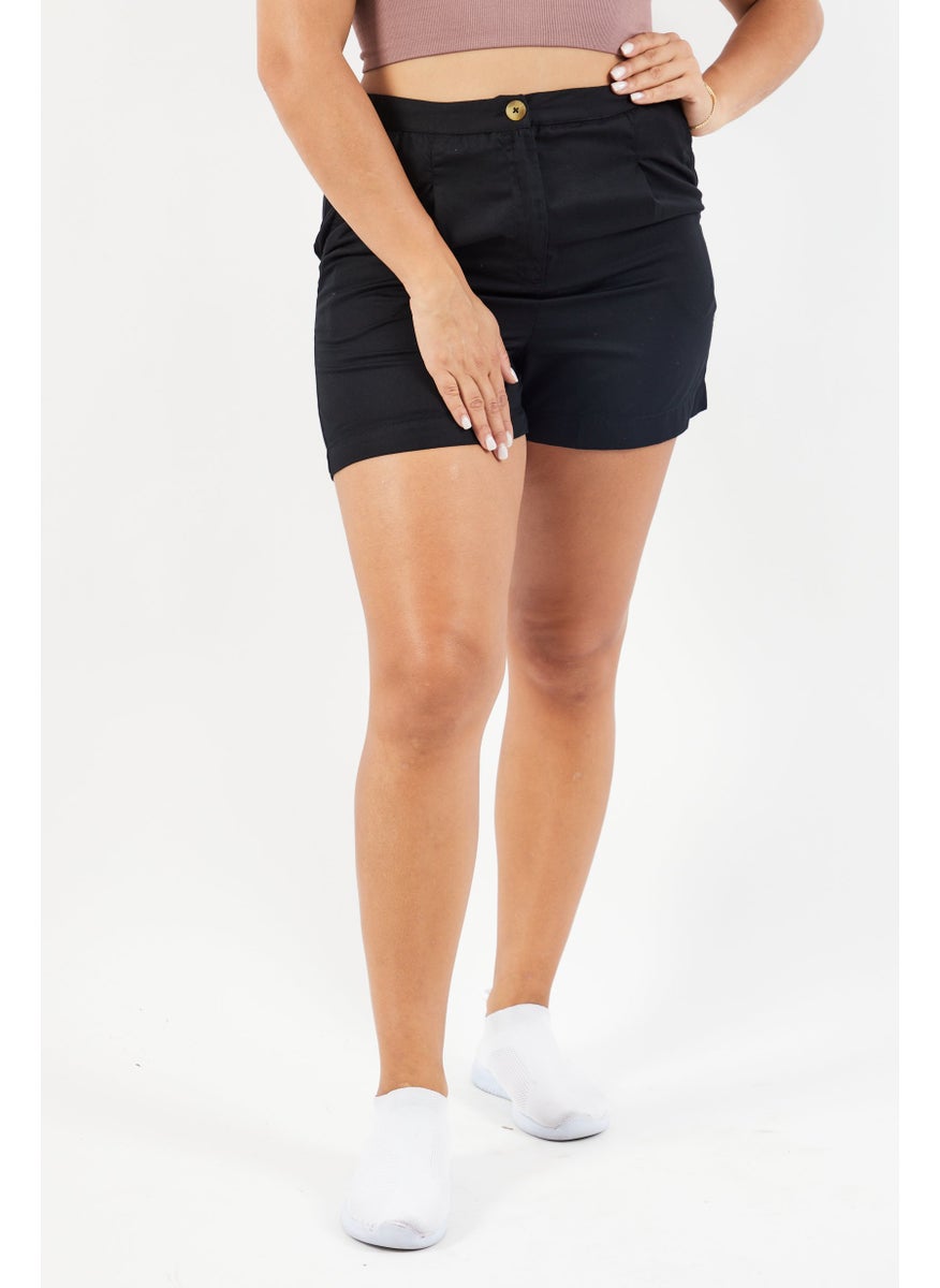 Accessorize Women Plain Basic Shorts, Black  - Image 1