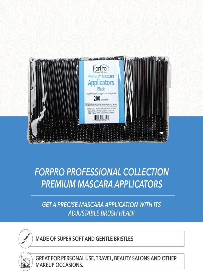 ForPro Professional Collection أدوات تطبيق الماسكارا من فور برو، فرشاة رموش قابلة للتخلص، عصي الماسكارا، سوداء، 200 قطعة - Image 3