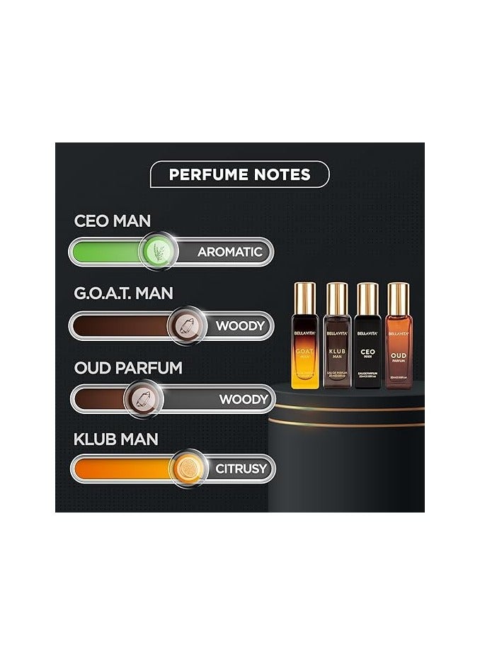Bella Vita Luxury Man Perfume Gift Set 4 x 20 ml for Men with KLUB, OUD, CEO, G.O.A.T Perfume | Woody, Citrusy Long Lasting EDP Fragrance Scent  - Image 3
