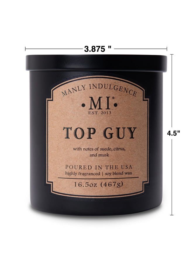 Manly Indulgence Top Guy Scented Candles for Men, 2 Wick, 16.5 oz, Premium Soy Blend Wax, 60H Burn, Candles for Home Scented - Made in The USA - Image 4