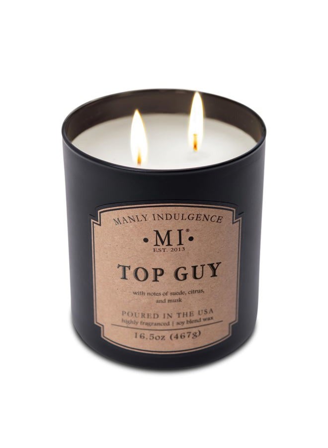 Manly Indulgence Top Guy Scented Candles for Men, 2 Wick, 16.5 oz, Premium Soy Blend Wax, 60H Burn, Candles for Home Scented - Made in The USA - Image 3