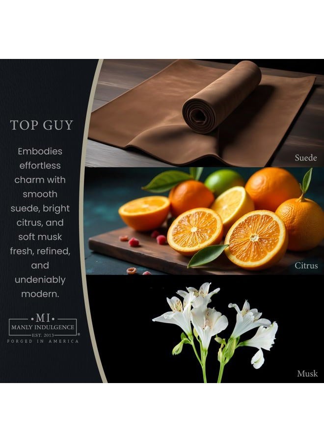 Manly Indulgence Top Guy Scented Candles for Men, 2 Wick, 16.5 oz, Premium Soy Blend Wax, 60H Burn, Candles for Home Scented - Made in The USA - Image 2