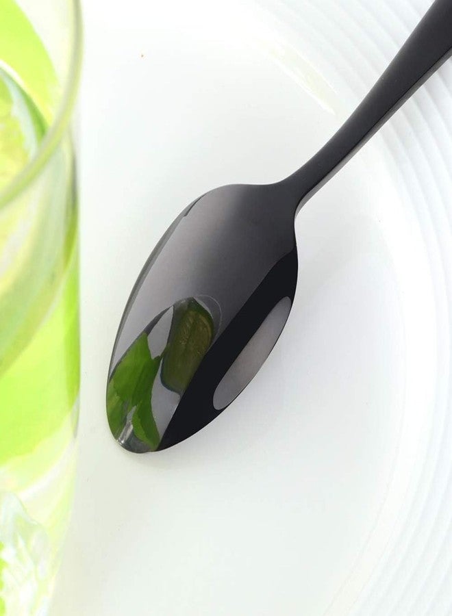 P Plus Fire Mini Dessert Spoons, Stainless Steel Small Teaspoons with Sleek Design & Rust-Resistant Finish, Comfortable Grip for Every Sip or Sweet Treat (Small Spoon, Black, Pack of 12) - Image 4