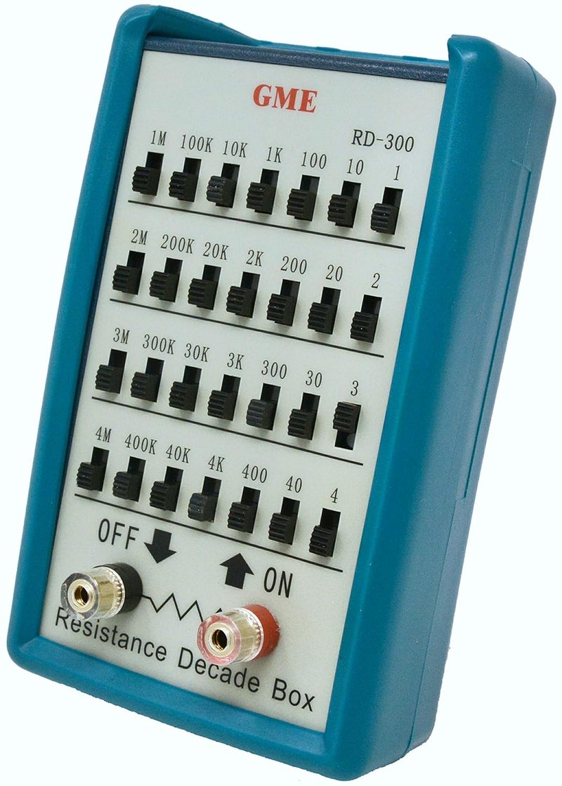 GME صندوق مقاومة RD-300 البديل لعقد المقاومة، نطاق 7 عقود، من 1Ω إلى 11MΩ، دقة 1%، مقاومات مصنفة 1 واط، مصممة في الولايات المتحدة الأمريكية - Image 1