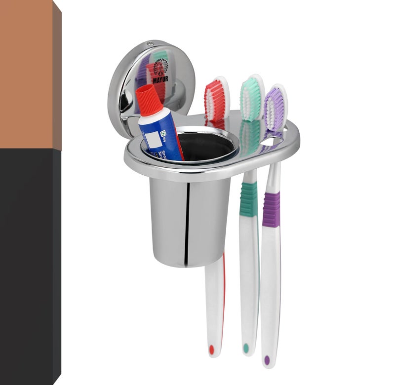 MAYUR MAYUR ÖCICH Toothbrush & Toothpaste Holder - Antibacterial Stainless Steel Tooth Brush Holder, Toothpaste Holder Organizer Stand Caddy for Bathroom, LOTUS-1150 