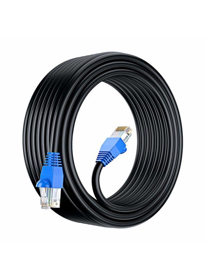 Maximm Cat6 Heavy Duty Outdoor Cable 150 ft - Black - Zero Lag Pure Copper Waterproof Ethernet Cable Suitable for Direct Burial Installations. - Image 1