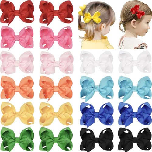 JOYOYO 20PCS 3 Inch Hair Bows for Girls Grosgrain Ribbon Toddler Hair Accessories with Alligator Clips for Toddlers Baby Girls Kids Teens in Pairs - Image 1