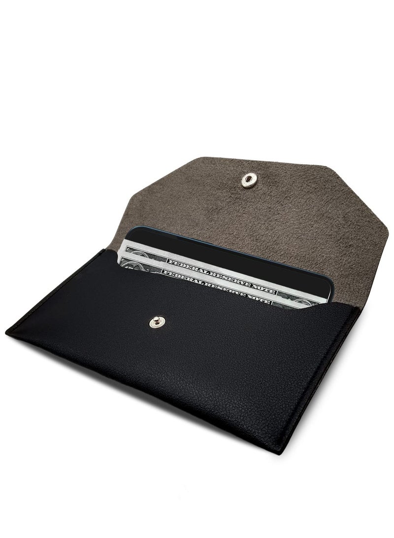 المحفظة النقدية مظروف النقدية بو الجلود النقدية مظروف المحفظة النقدية للرجال والنساء مظروف الميزانية يمكن استخدامها مرارا وتكرارا للحصول على شيك نقدي بيل ( أسود ) - Image 1