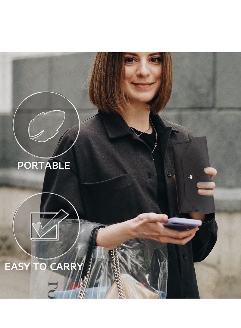 المحفظة النقدية مظروف النقدية بو الجلود النقدية مظروف المحفظة النقدية للرجال والنساء مظروف الميزانية يمكن استخدامها مرارا وتكرارا للحصول على شيك نقدي بيل ( أسود ) - Image 4