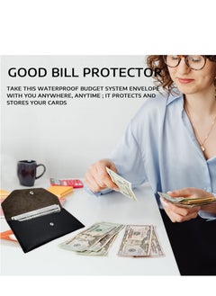 Generic Cash Wallet Money Envelopes For Cash Pu Leather Cash Envelope Wallet Cash Men and Women Envelopes for Budgeting Reusable for Cash Check Billing(Black)  - Image 5