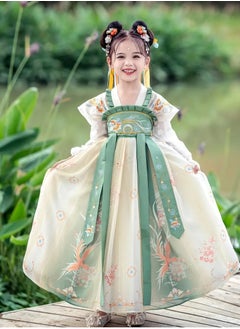 AROAQ Enchanting Hanfu Dress for Girls Traditional Chinese Costume with Floral Print Long Sleeves And Belt Detail Perfect for School Performances  - Image 2