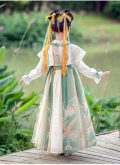AROAQ Enchanting Hanfu Dress for Girls Traditional Chinese Costume with Floral Print Long Sleeves And Belt Detail Perfect for School Performances  - Image 3