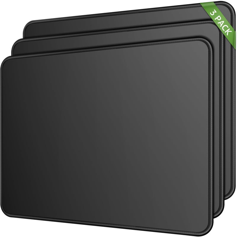 MROCO Mouse Pad 3-Pack [30% Larger] with Anti-Fray Stitched Edges, Premium Waterproof Surface, Non-Slip Rubber Base, Computer & Gaming Mouse Mat for Laptop, Office & Home, 8.5 x 11 in, Black - Image 1