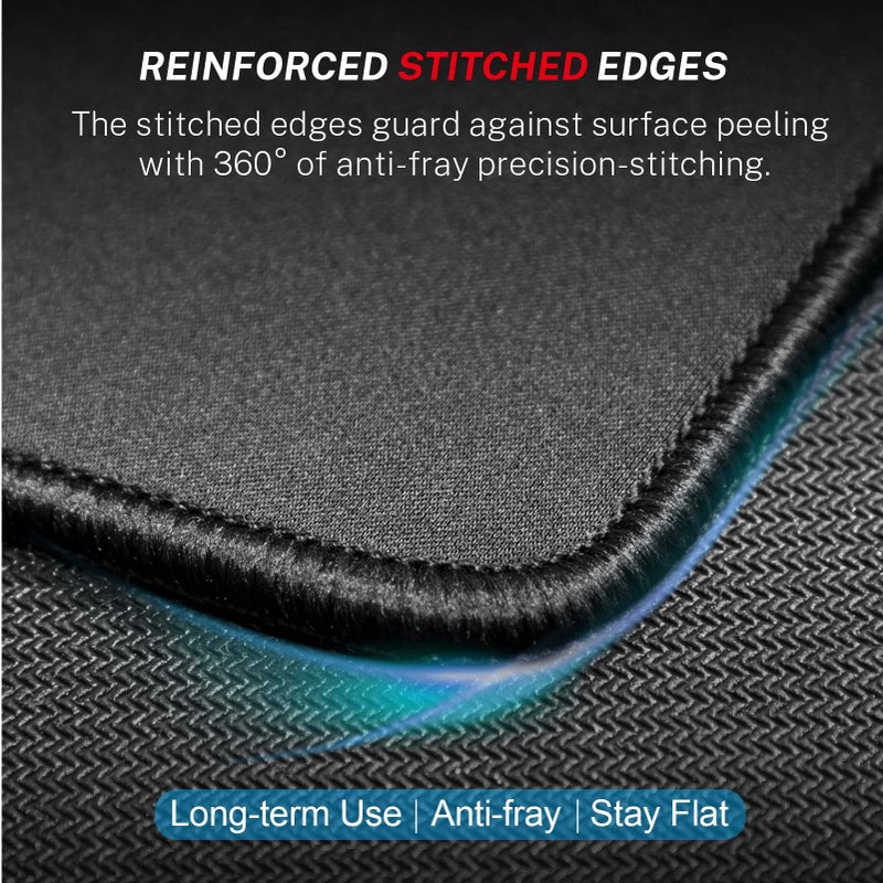 MROCO Mouse Pad 3-Pack [30% Larger] with Anti-Fray Stitched Edges, Premium Waterproof Surface, Non-Slip Rubber Base, Computer & Gaming Mouse Mat for Laptop, Office & Home, 8.5 x 11 in, Black - Image 3