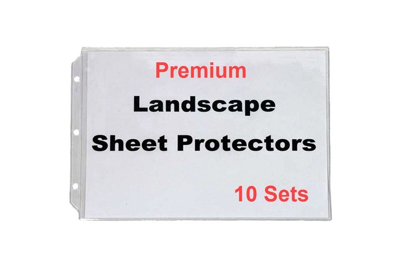 LandscapeBinder-com Premium 6mil (Sturdy & Strong) Landscape Sheet Protectors for Standard-Size Paper. Set of 10, Heavy-Duty, Crystal Clear, Horizontal Format for Landscape Binders. - Image 1