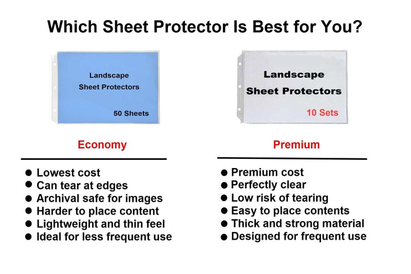 LandscapeBinder-com Premium 6mil (Sturdy & Strong) Landscape Sheet Protectors for Standard-Size Paper. Set of 10, Heavy-Duty, Crystal Clear, Horizontal Format for Landscape Binders. - Image 2